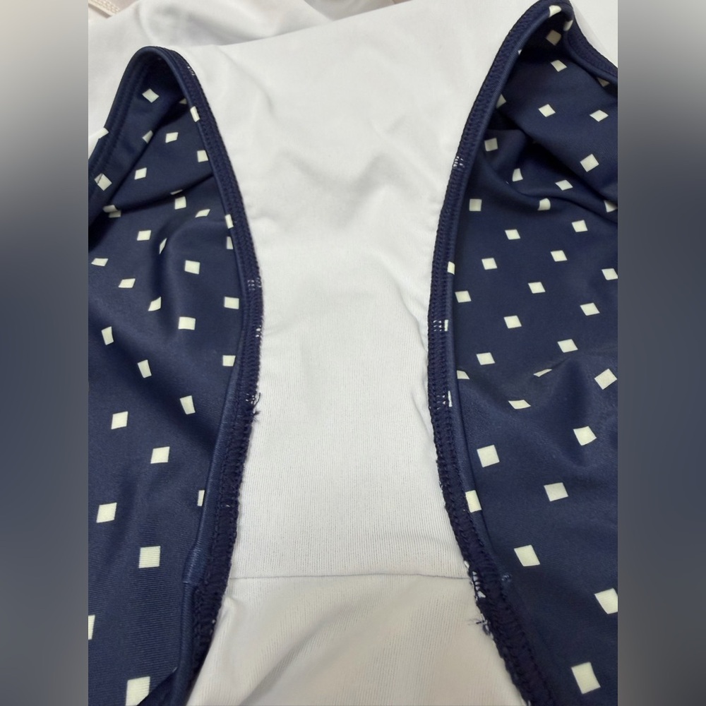 Summersalt The Ruffle Backflip One Piece Swimsuit Square Dot Blue Ivory Size 4 - Picture 10 of 12